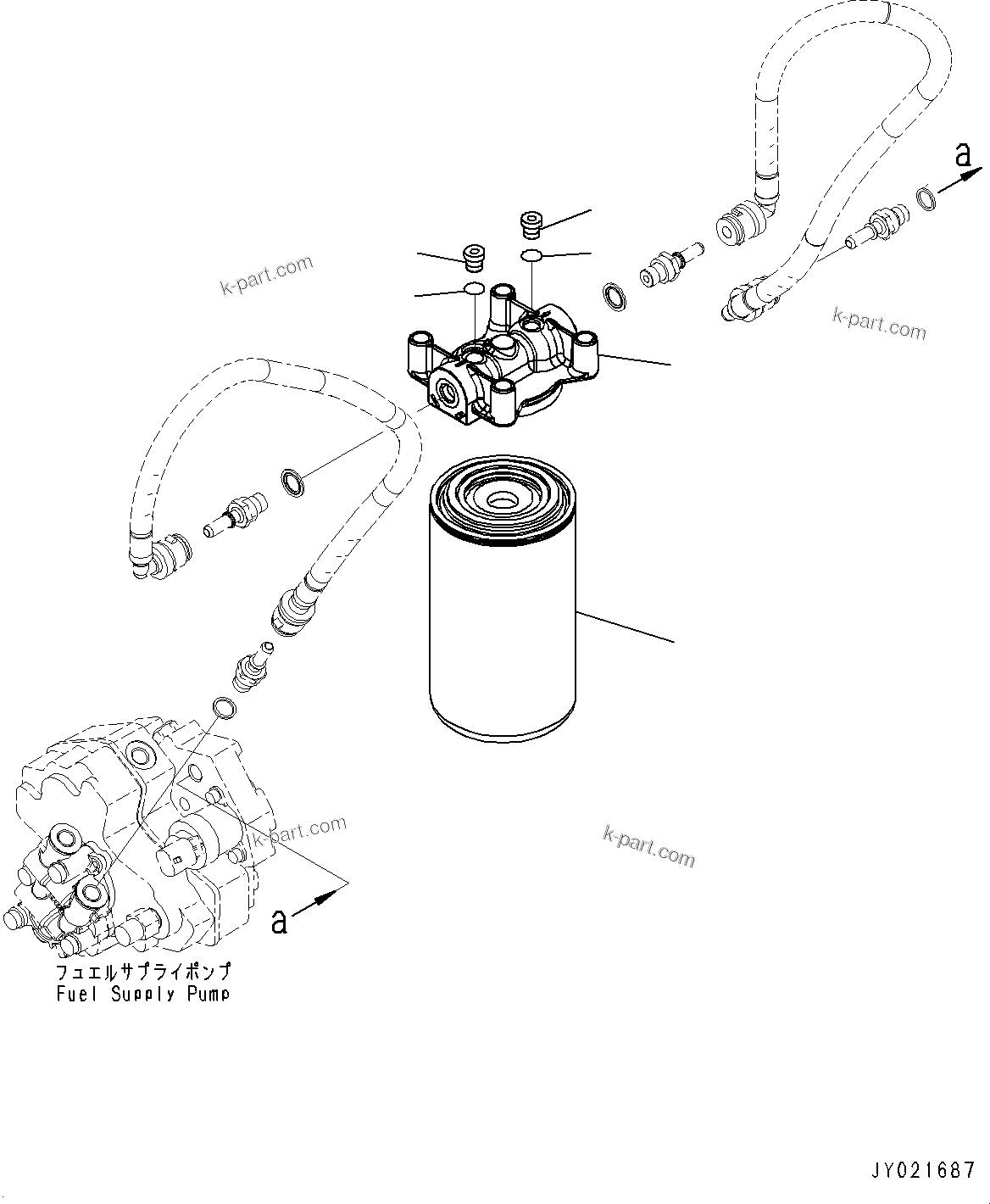 Komatsu parts book diagram for SAA6D107E-1A S/N 26546230-UP (For BR380JG-1E0): FUEL FILTER (#26546230-26569778)