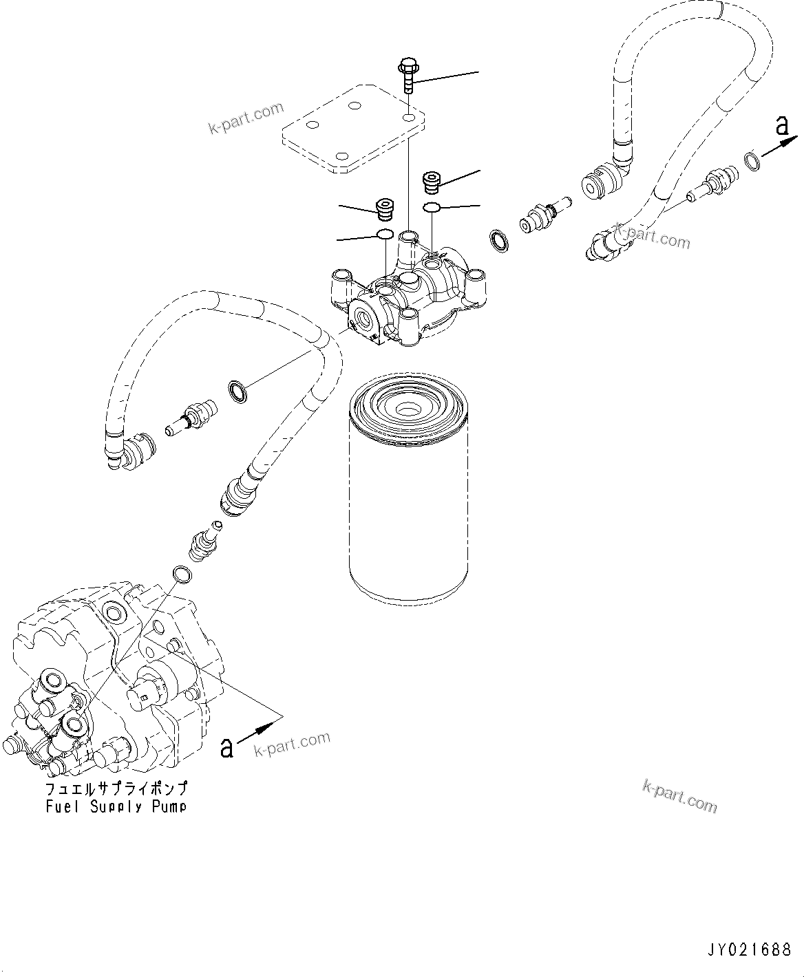 Komatsu parts book diagram for SAA6D107E-1A S/N 26546230-UP (For BR380JG-1E0): FUEL FILTER (#26569779-)