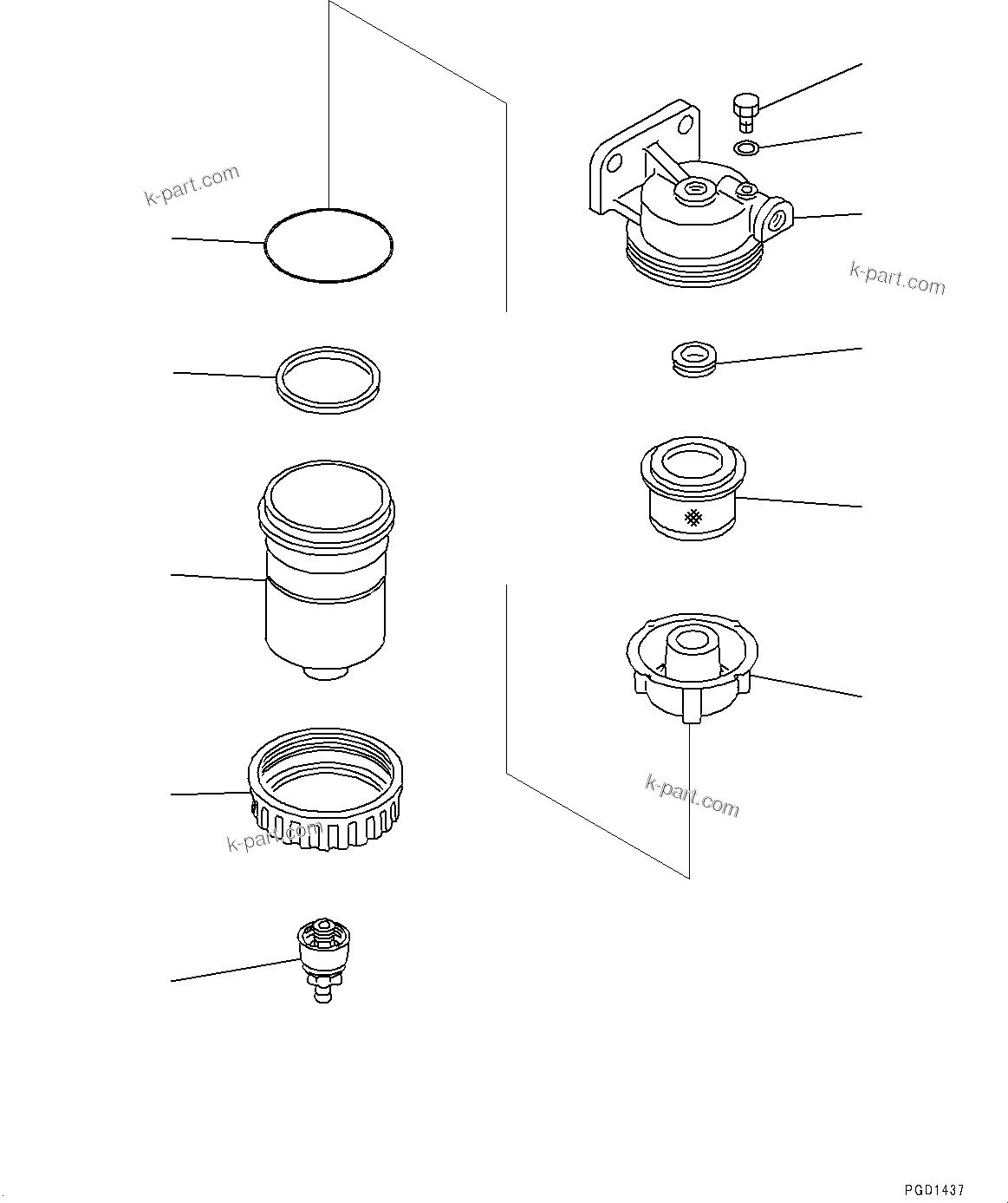 Komatsu parts book diagram for SAA6D107E-1A S/N 26546230-UP (For BR380JG-1E0): WATER SEPARATOR (#26546230-)