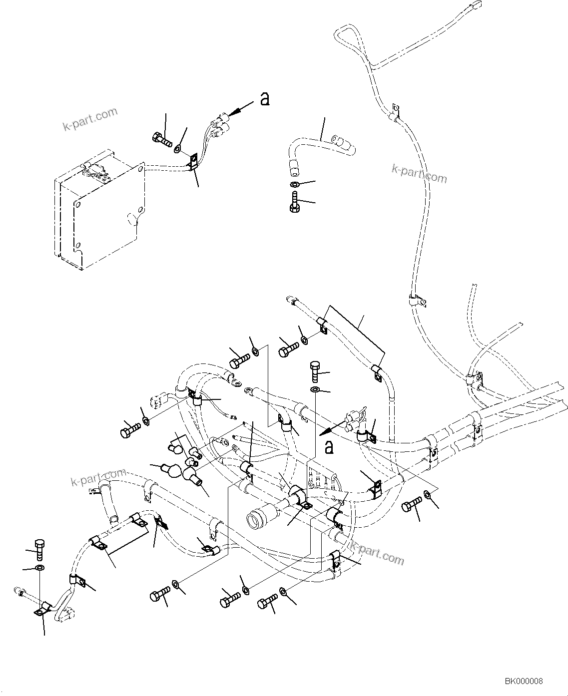 Komatsu parts book diagram for PC800-8E0 S/N K55001-UP: WIRING, WITH CYLINDER LOCK VALVE, CLIP (2/2)