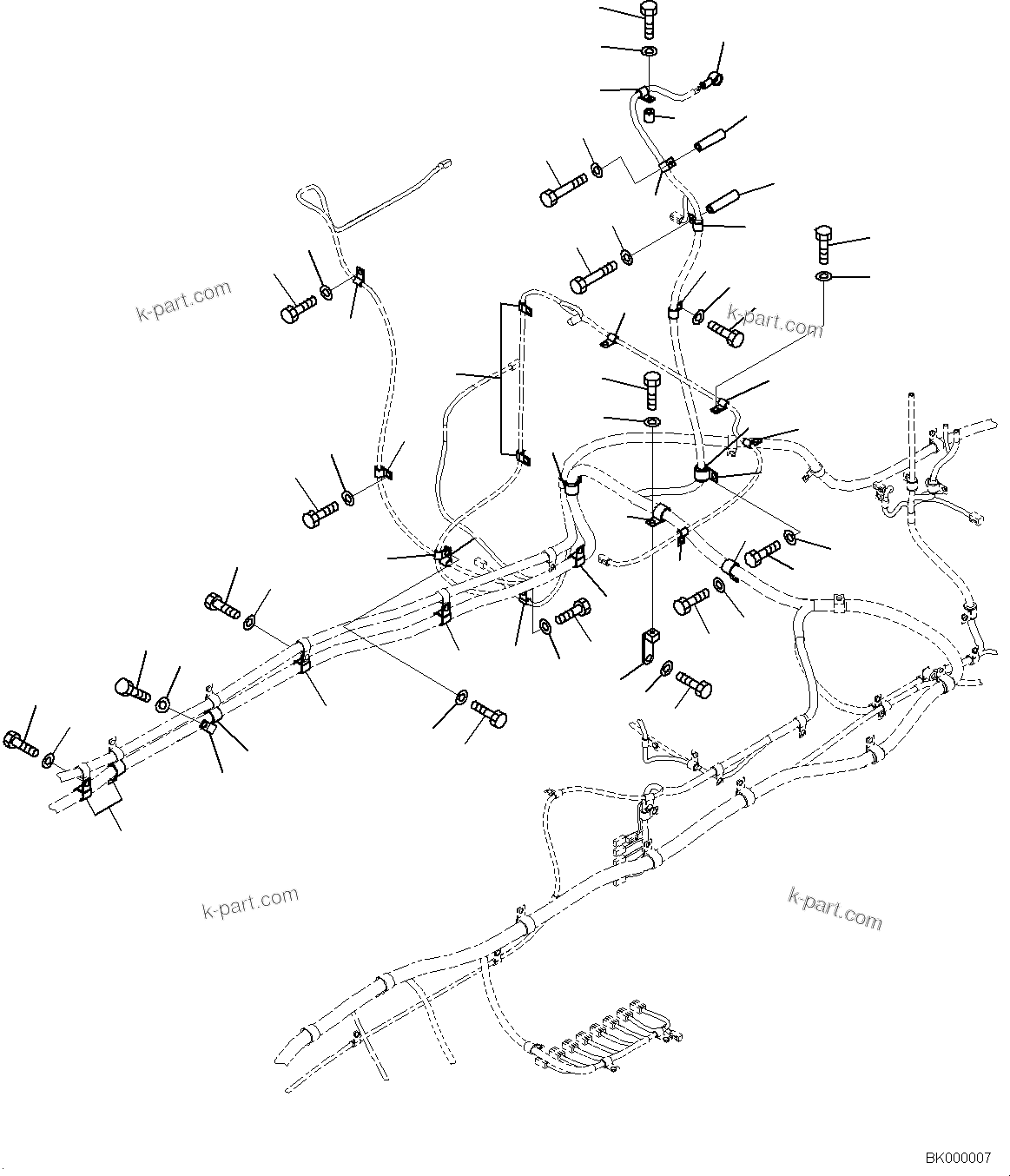 Komatsu parts book diagram for PC800-8E0 S/N K55001-UP: WIRING, WITH CYLINDER LOCK VALVE, CLIP (1/2)