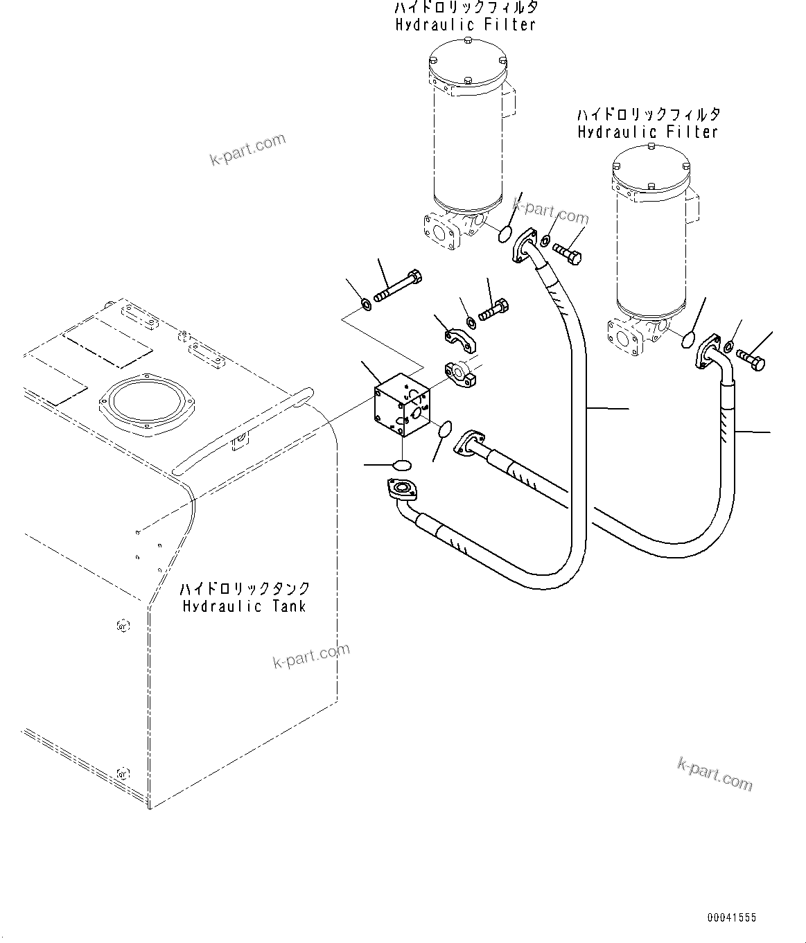 Komatsu parts book diagram for PC800-8E0 S/N K55001-UP: HYDRAULIC TANK, OIL FILLER CAP LOCK AND COVER LOCK, PIPING