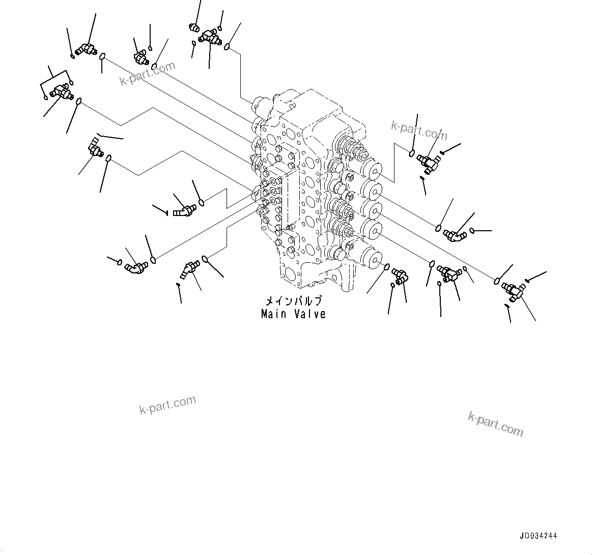 Komatsu parts book diagram for PC800-8E0 S/N K55001-UP: MAIN CONTROL VALVE, BOOM AND ARM, JOINT PARTS (1/2)