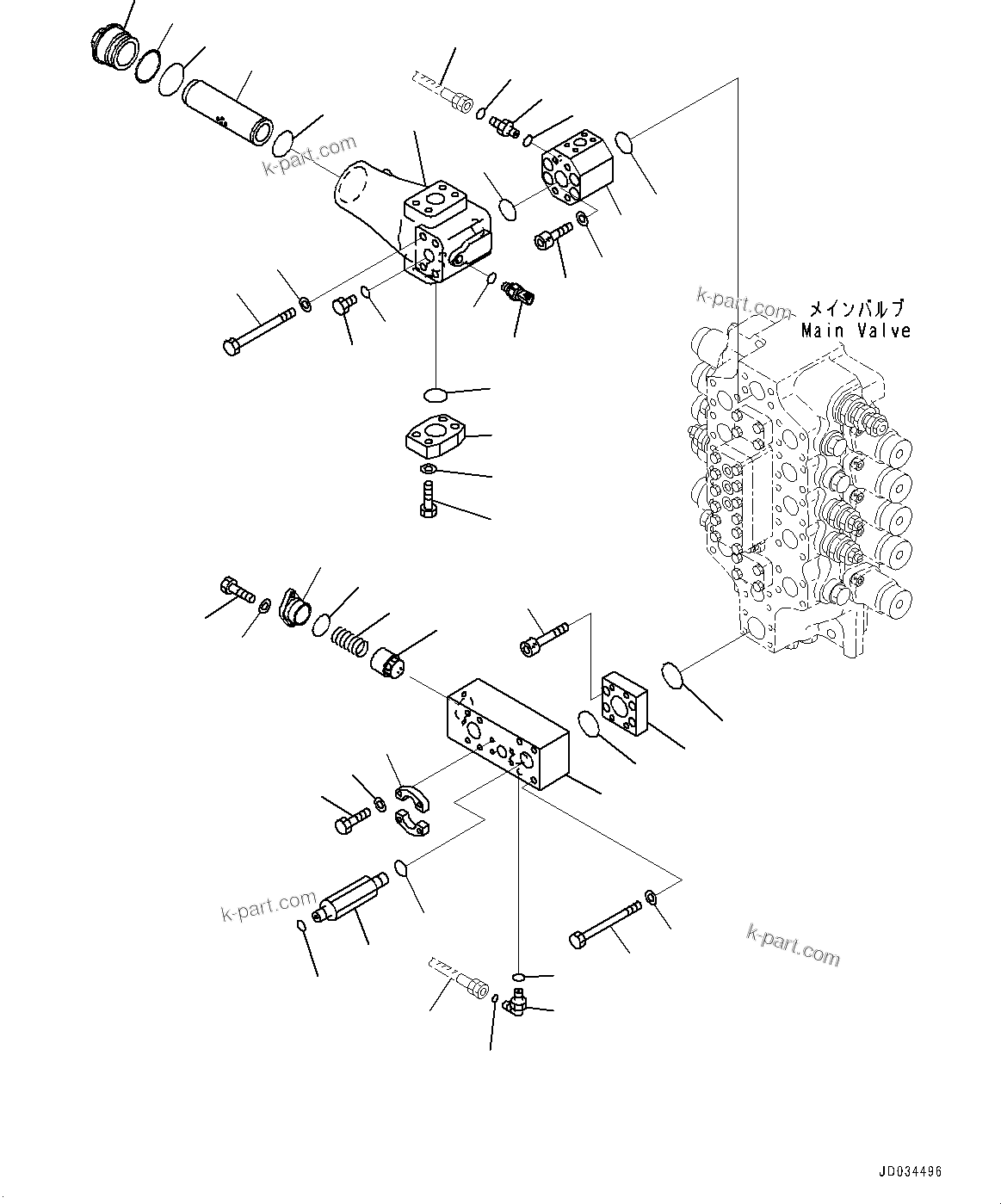 Komatsu parts book diagram for PC800-8E0 S/N K55001-UP: MAIN CONTROL VALVE, 1 ATTACHMENT, BOOM AND ARM, LIFT CHECK VALVE AND INLINE FILTER (1/2)