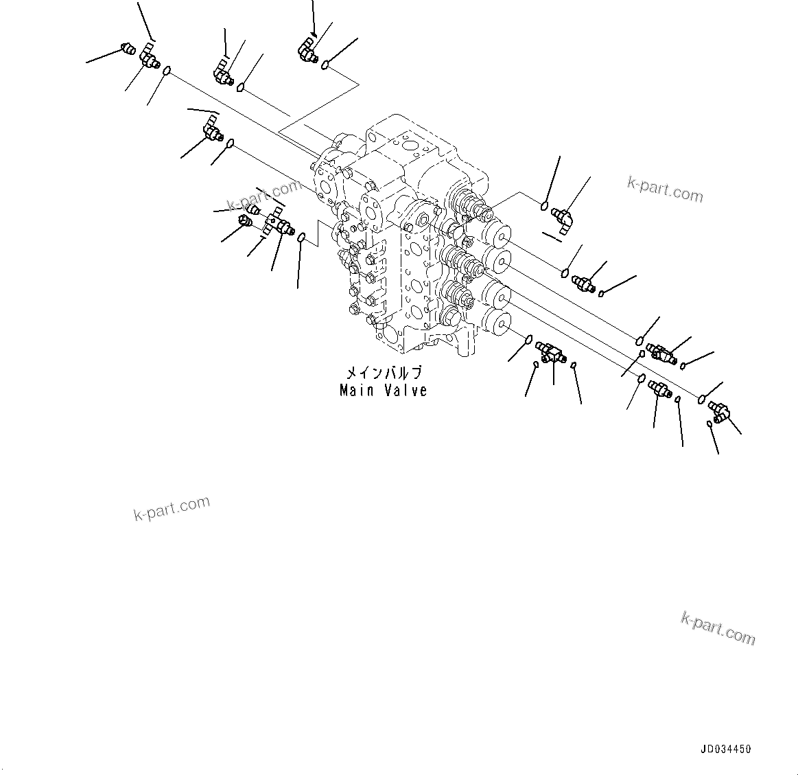 Komatsu parts book diagram for PC800-8E0 S/N K55001-UP: MAIN CONTROL VALVE, BOOM AND ARM, JOINT PARTS (2/2)