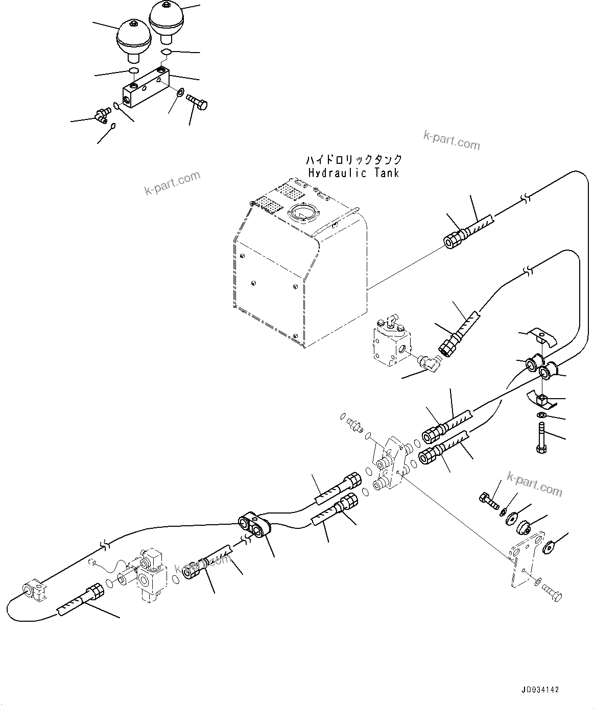 Komatsu parts book diagram for PC800-8E0 S/N K55001-UP: PROPORTIONAL PRESSURE CONTROL (PPC) PUMP PIPING, 1 ATTACHMENT, (PPC) PIPING