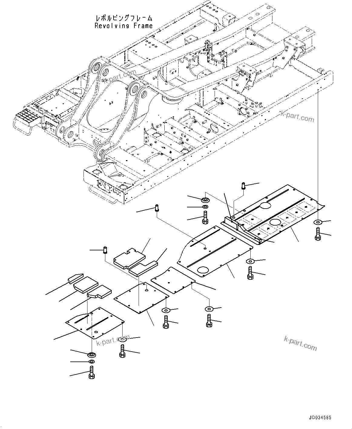 Komatsu parts book diagram for PC800-8E0 S/N K55001-UP: UNDER COVER, WITHOUT REVOLVING FRAME UNDER COVERS, HEAVY DUTY, LHS