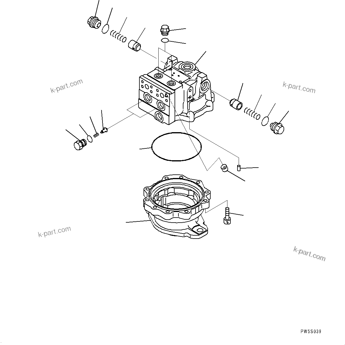Komatsu parts book diagram for PC800-8E0 S/N K55001-UP: SWING MOTOR, WITHOUT 1-SERVICE VALVE, INNER PARTS, SWING MOTOR, FRONT (1/3)