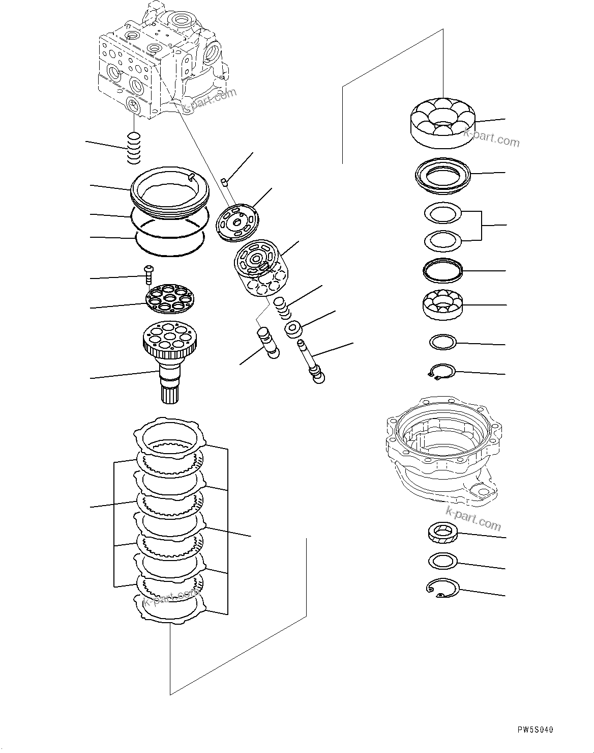 Komatsu parts book diagram for PC800-8E0 S/N K55001-UP: SWING MOTOR, WITHOUT 1-SERVICE VALVE, INNER PARTS, SWING MOTOR, FRONT (2/3)