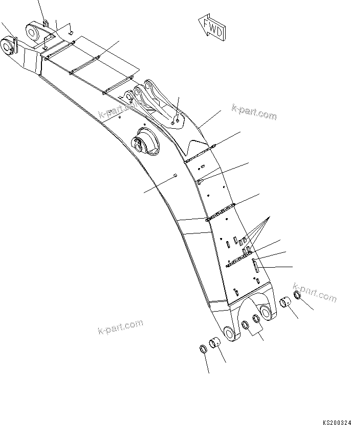 Komatsu parts book diagram for PC800-8E0 S/N K55001-UP: BOOM, 7100MM, FOR BACKHOE, BOOM