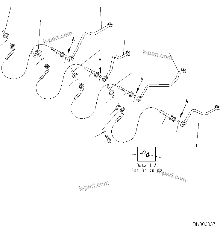 Komatsu parts book diagram for PC800-8E0 S/N K55001-UP: BOOM, 7100MM, FOR BACKHOE, HOSE