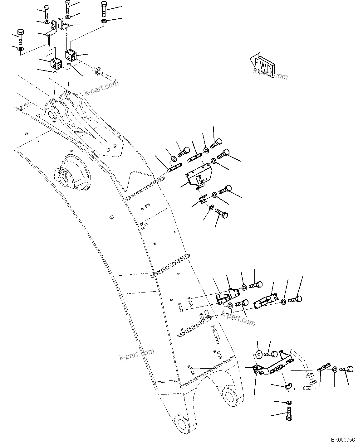 Komatsu parts book diagram for PC800-8E0 S/N K55001-UP: BOOM, 7100MM (CLV), ARM CYLINDER PIPING (4/7)