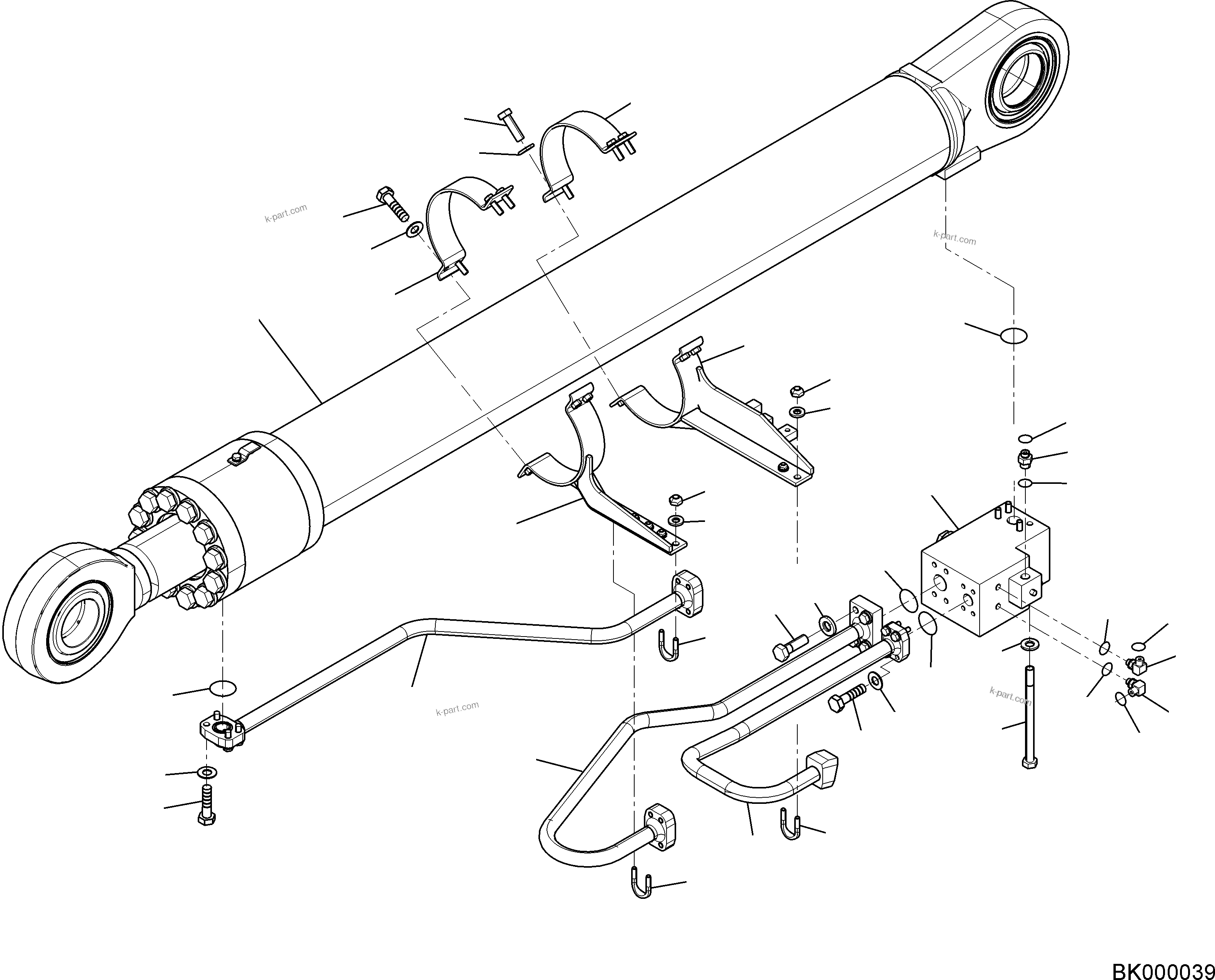 Komatsu parts book diagram for PC800-8E0 S/N K55001-UP: BOOM CYLINDER, 8200MM BOOM, 7100MM BOOM, (CLV), RHS, RELATED PARTS