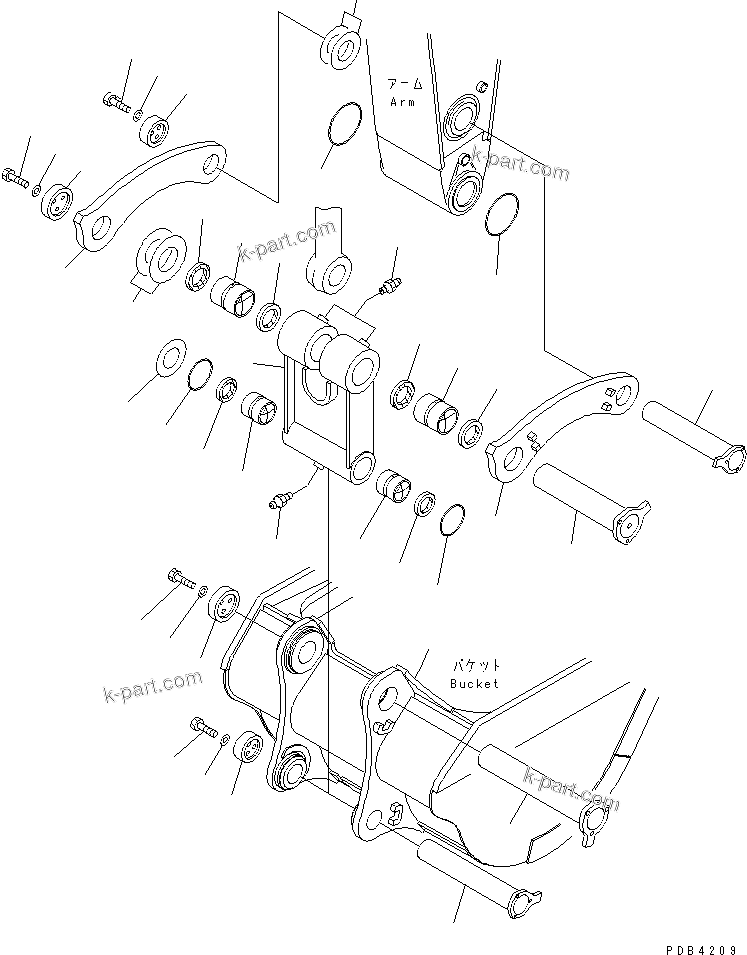 Komatsu parts book diagram for PC800-8E0 S/N K55001-UP: BUCKET LINKAGE, FOR 2900MM ARM