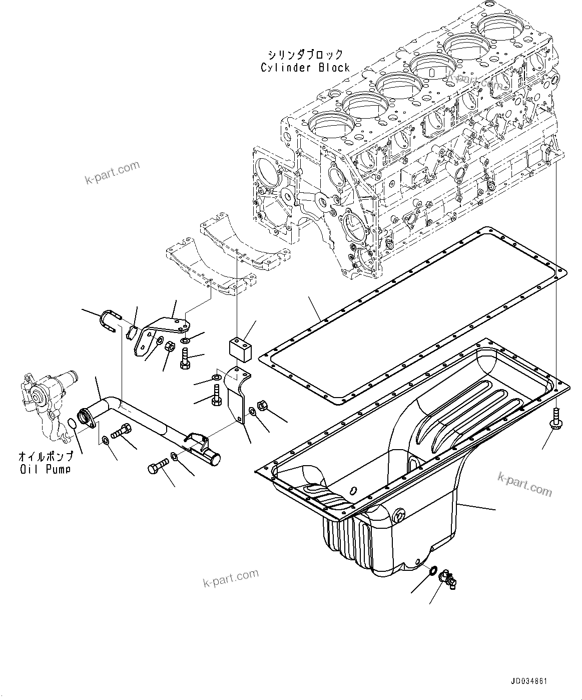 Komatsu parts book diagram for SAA6D140E-5F S/N 536267-UP (For PC800-8E0/PC800LC-8E0/PC800SE-8E0/PC850-8E0/PC850SE-8E0): OIL PAN AND SUCTION TUBE, OIL PAN (#536267-)