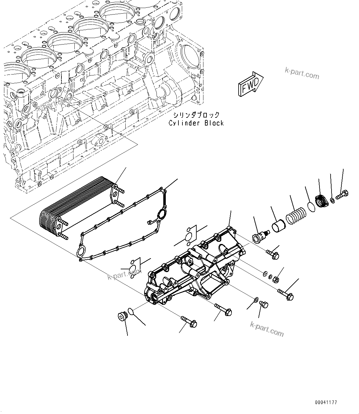 Komatsu parts book diagram for SAA6D140E-5F S/N 536267-UP (For PC800-8E0/PC800LC-8E0/PC800SE-8E0/PC850-8E0/PC850SE-8E0): OIL COOLER (#536267-)