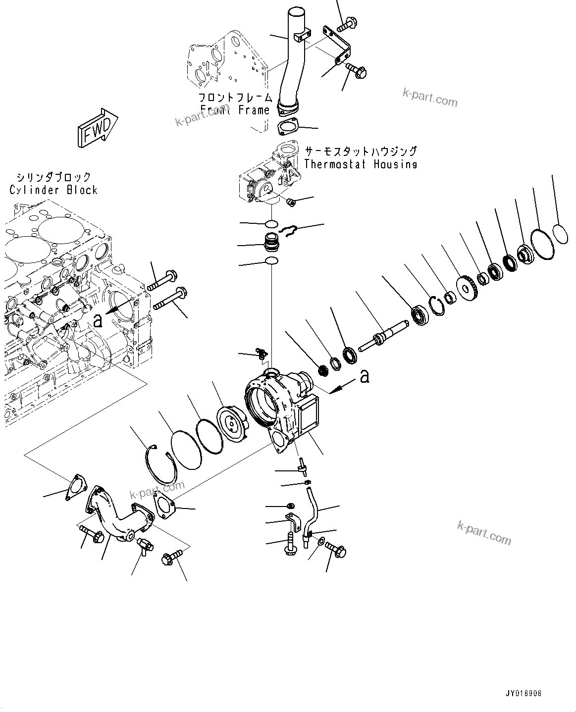 Komatsu parts book diagram for SAA6D140E-5F S/N 536267-UP (For PC800-8E0/PC800LC-8E0/PC800SE-8E0/PC850-8E0/PC850SE-8E0): WATER PUMP, WATER PUMP (#538245-)