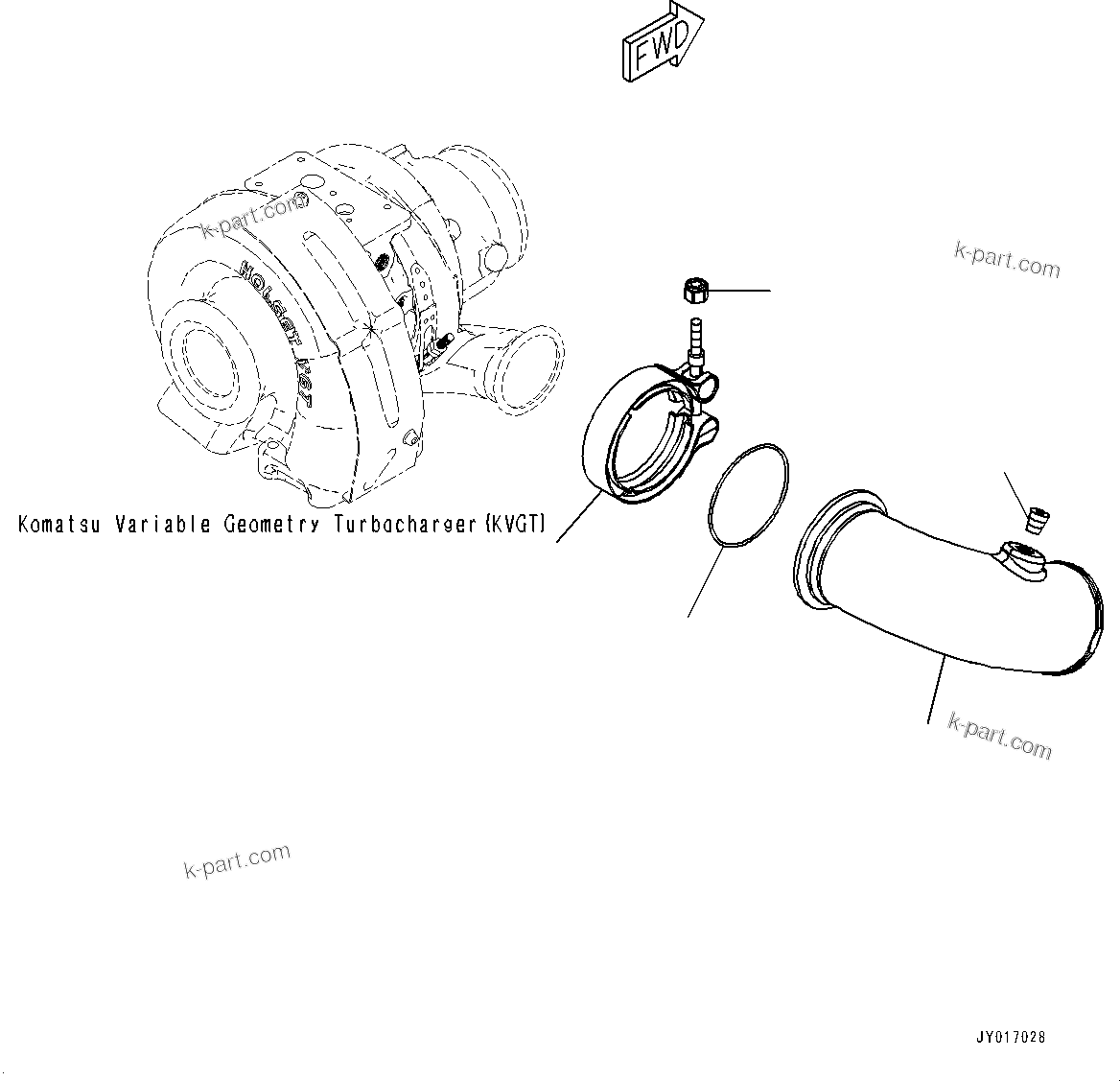 Komatsu parts book diagram for SAA6D107E-2B S/N 26600006-UP (For PC290LC-10): AIR TRANSFER CONNECTION (#26600005-)