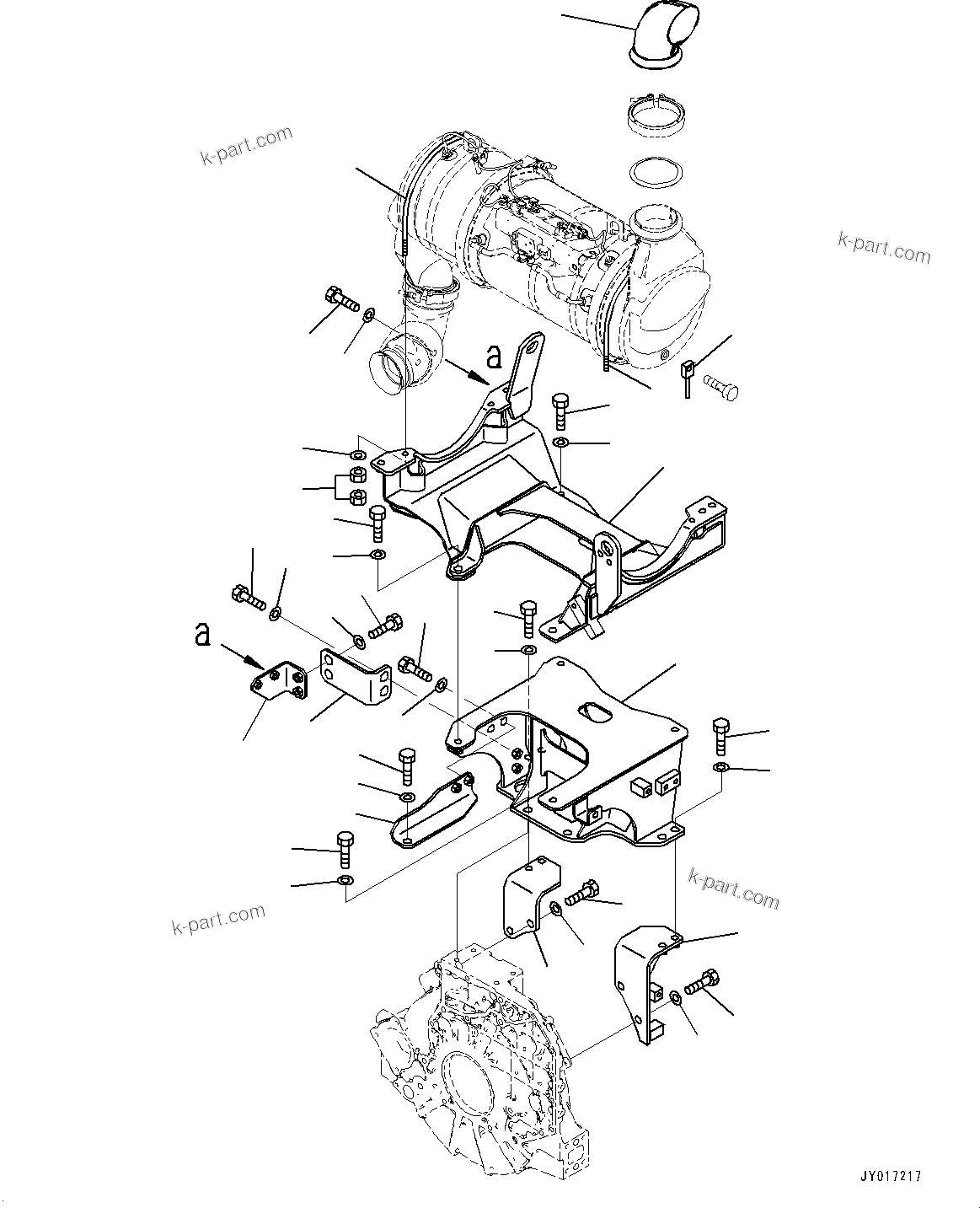 Komatsu parts book diagram for SAA6D107E-2B S/N 26600006-UP (For PC290LC-10): KOMATSU DIESEL PARTICULATE FILTER (KDPF), MOUNTING PARTS (#26600162-)