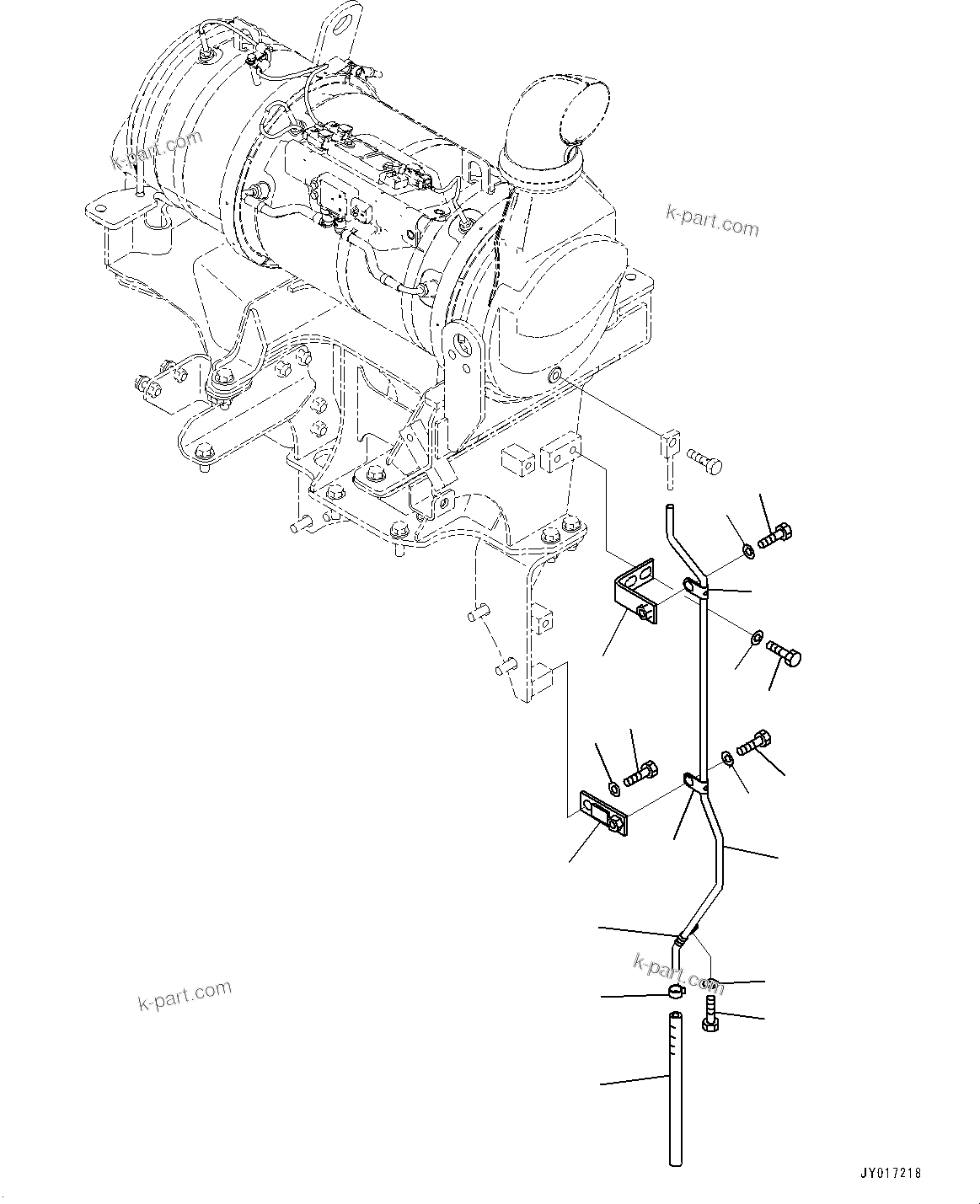Komatsu parts book diagram for SAA6D107E-2B S/N 26600006-UP (For PC290LC-10): KOMATSU DIESEL PARTICULATE FILTER (KDPF), DRAIN PIPING (#26600162-)