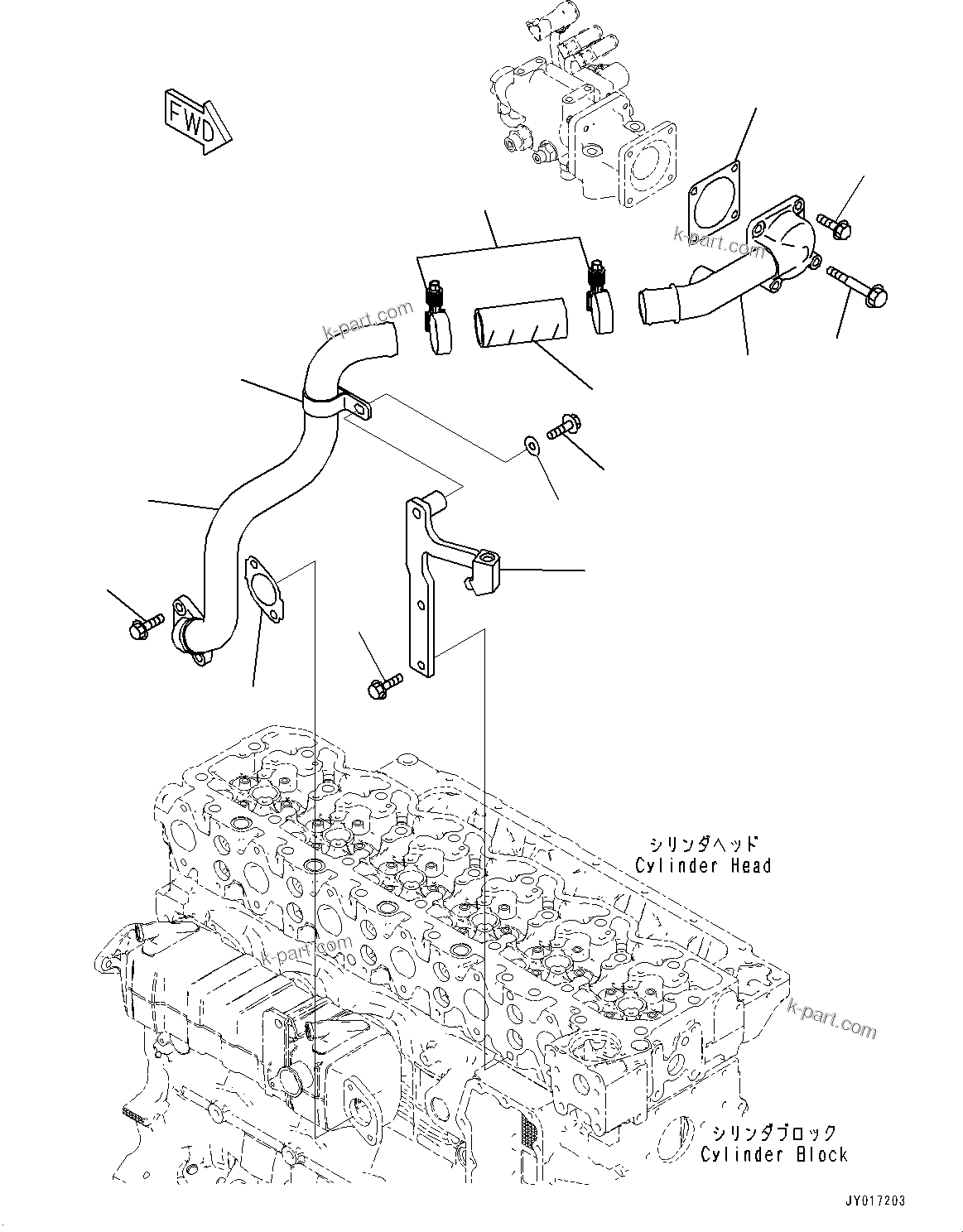 Komatsu parts book diagram for SAA6D107E-2B S/N 26600006-UP (For PC290LC-10): EXHAUST GAS RE-CIRCULATION (EGR) COOLER AIR PIPING (#26600005-)