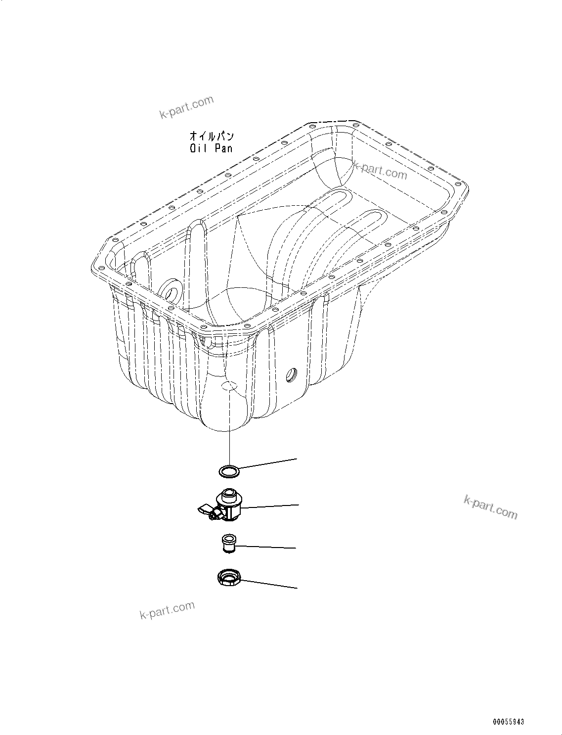 Komatsu parts book diagram for SAA6D107E-2B S/N 26600006-UP (For PC290LC-10): ENGINE OIL PAN DRAIN (#26600005-)