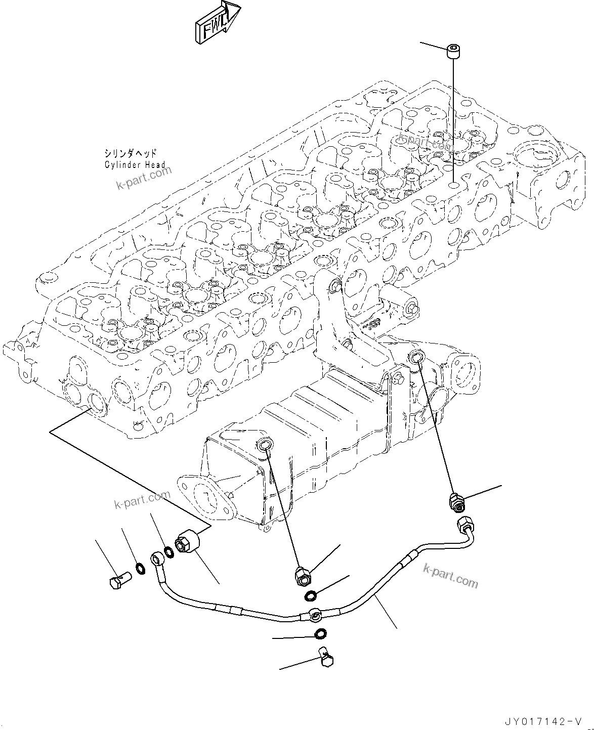 Komatsu parts book diagram for SAA6D107E-2B S/N 26600006-UP (For PC290LC-10): ENGINE COOLANT VENT (#26600005-)