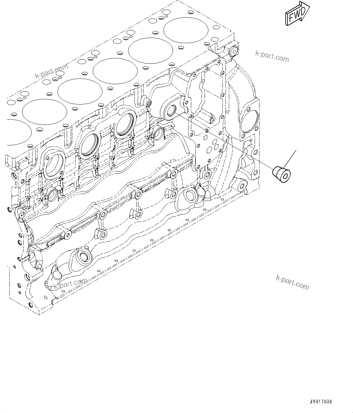 Komatsu parts book diagram for SAA6D107E-2B S/N 26600006-UP (For PC290LC-10): COOLANT HEATER PLUG (#26600005-)