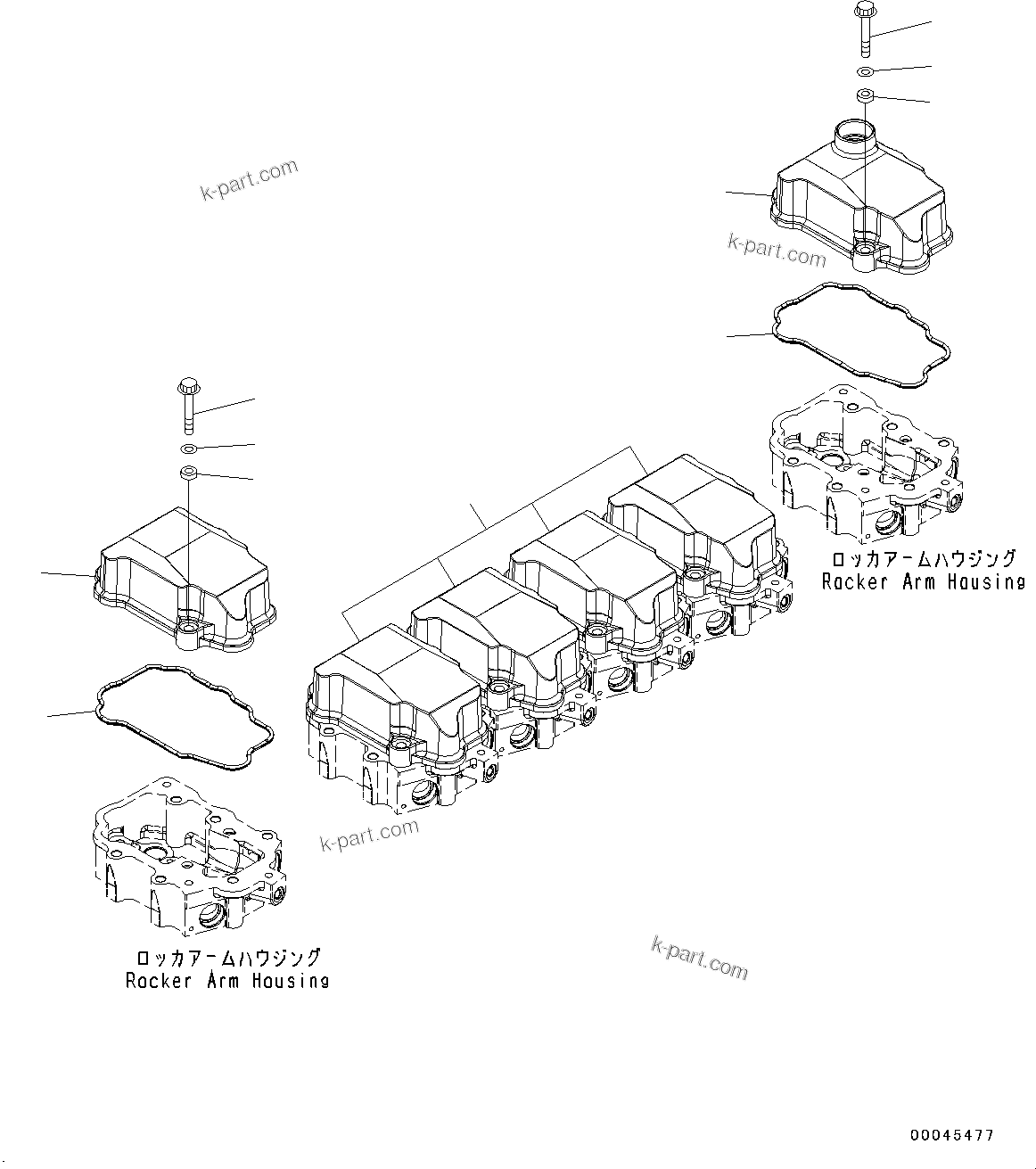 Komatsu parts book diagram for SAA6D125E-5HR S/N 660776-UP (For GD755-5R): ROCKER ARM HOUSING COVER (#660776-)
