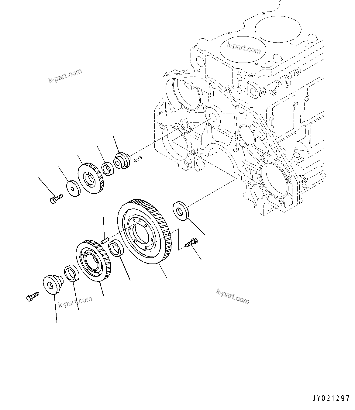 Komatsu parts book diagram for SAA6D125E-5HR S/N 660776-UP (For GD755-5R): IDLE GEARS (#660776-)