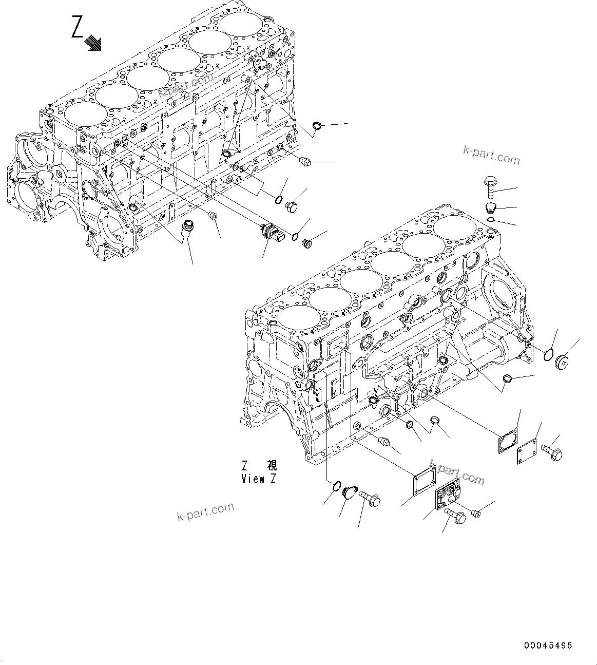 Komatsu parts book diagram for SAA6D125E-5HR S/N 660776-UP (For GD755-5R): CYLINDER BLOCK ACCESSORY (#660776-)