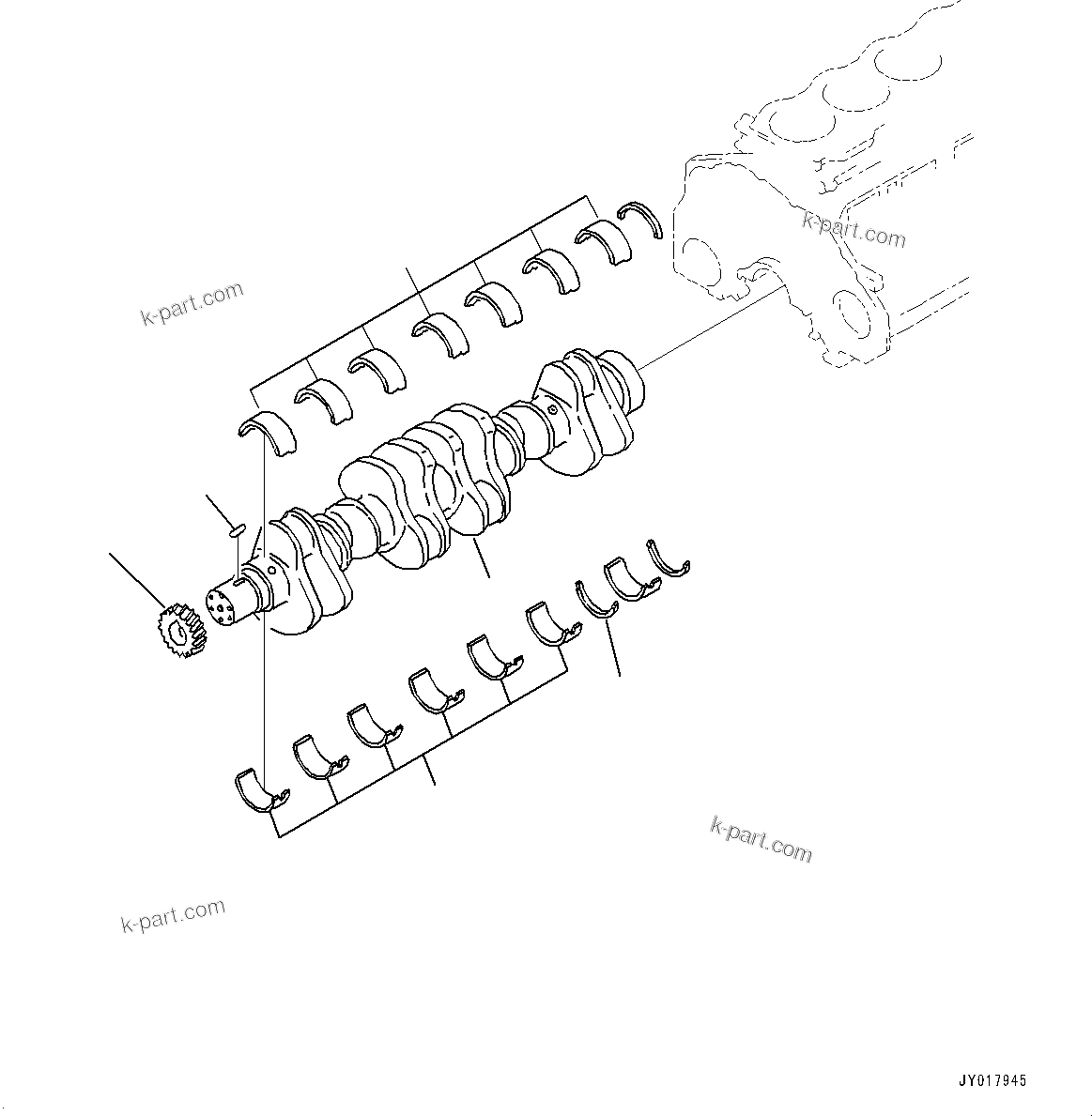 Komatsu parts book diagram for SAA6D125E-5HR S/N 660776-UP (For GD755-5R): CRANKSHAFT (#660776-)