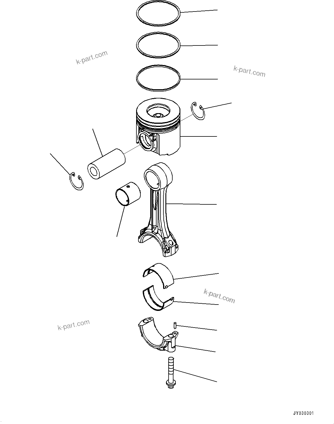 Komatsu parts book diagram for SAA6D125E-5HR S/N 660776-UP (For GD755-5R): PISTON AND CONNECTING ROD (#660776-)