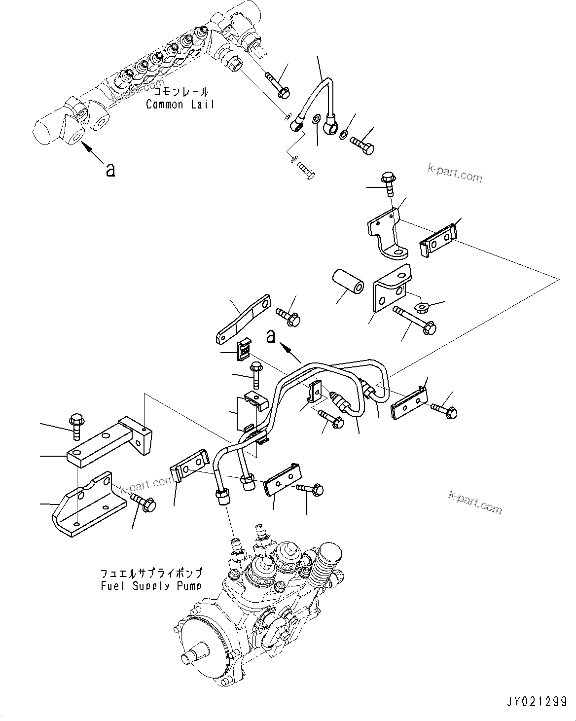 Komatsu parts book diagram for SAA6D125E-5HR S/N 660776-UP (For GD755-5R): FUEL SUPPLY PUMP, RETURN PIPING (#660776-)