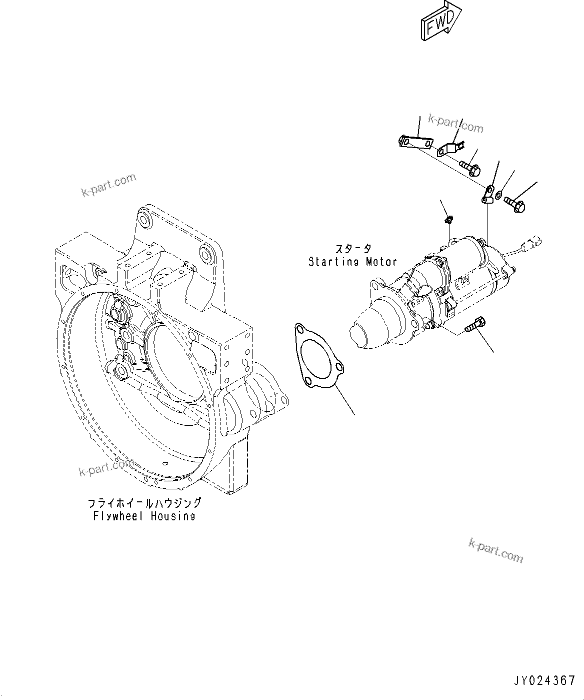Komatsu parts book diagram for SAA6D125E-5HR S/N 660776-UP (For GD755-5R): STARTING MOTOR, MOUNTING (#660776-)