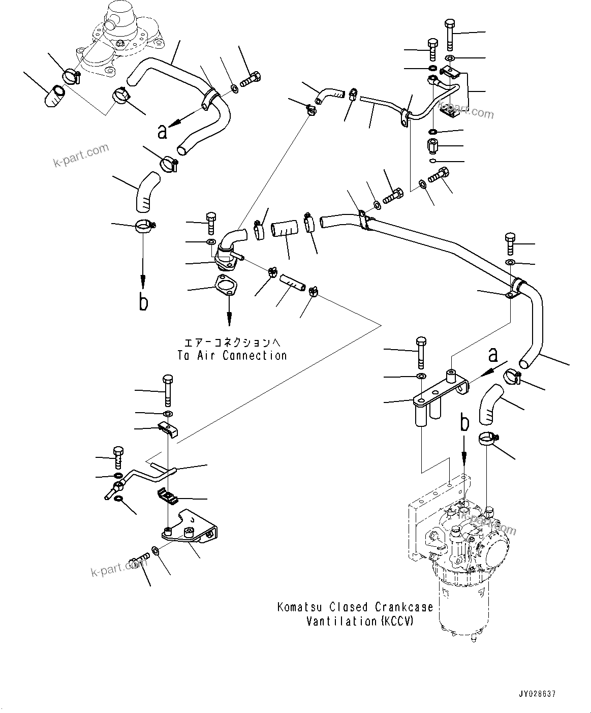 Komatsu parts book diagram for SAA6D140E-6 S/N 730001-UP (For HM400-3): KOMATSU CLOSED CRANKCASE VENTILATION (KCCV), Љ ?‹C‘•’U(#730001-)