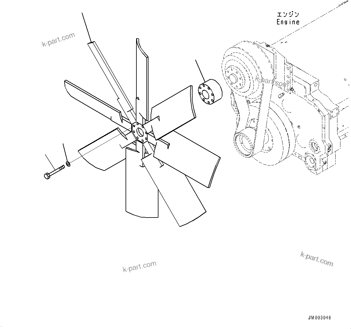Komatsu parts book diagram for HD1500-7 S/N 80138-UP (-40 deg C) Chassis only: ENGINE RELATED PARTS, FAN (#80138-)
