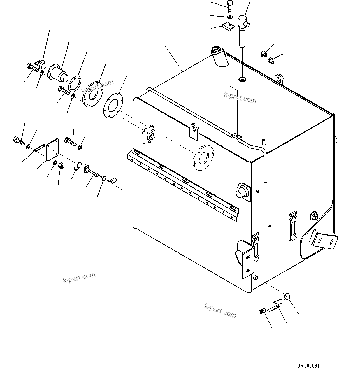 Komatsu parts book diagram for HD1500-7 S/N 80138-UP (-40 deg C) Chassis only: FUEL TANK (#80138-)