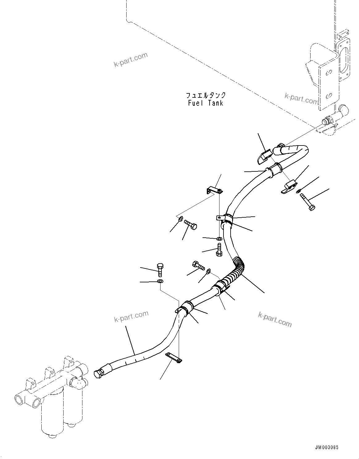Komatsu parts book diagram for HD1500-7 S/N 80138-UP (-40 deg C) Chassis only: FUEL PIPING, SUCTION PIPING (#80138-80221)