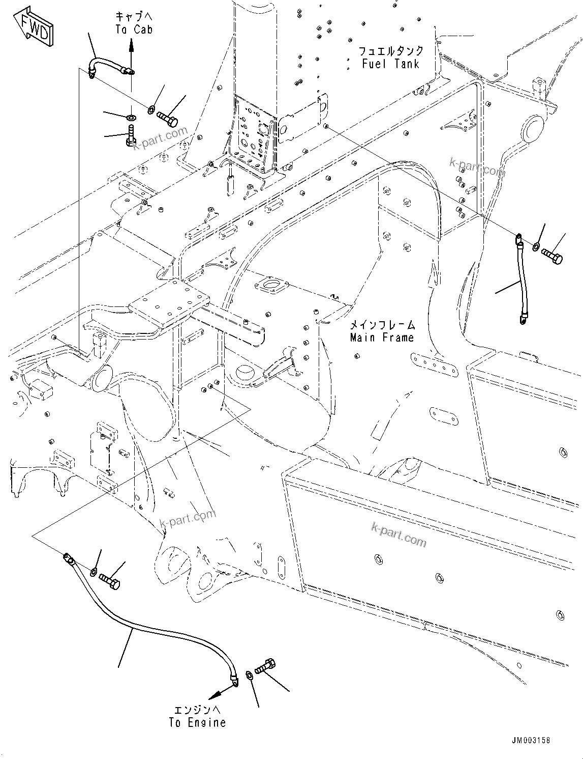 Komatsu parts book diagram for HD1500-7 S/N 80138-UP (-40 deg C) Chassis only: PLATFORM ELECTRICAL PARTS, GROUND CABLE (#80138-)