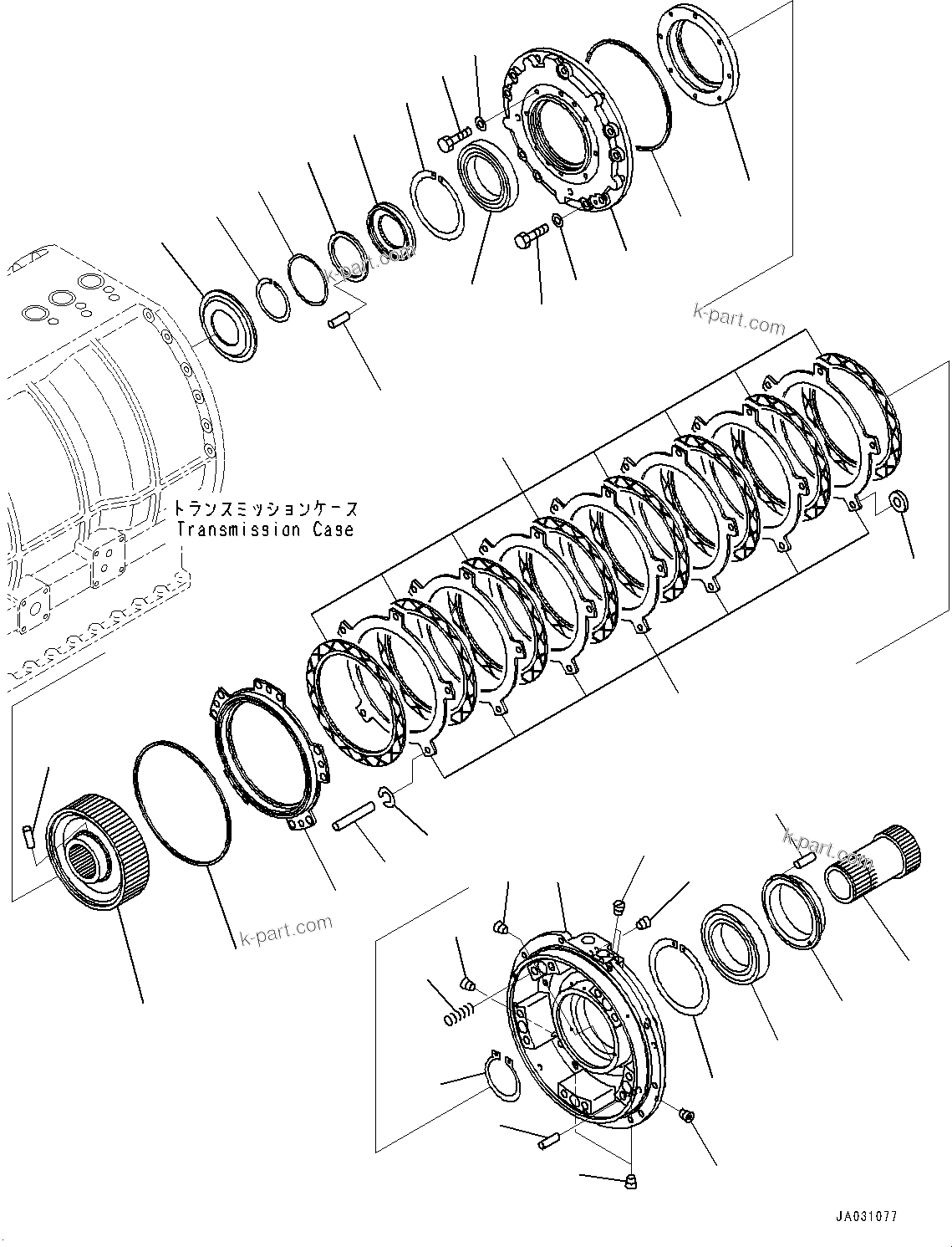 Komatsu parts book diagram for HD1500-7 S/N 80138-UP (-40 deg C) Chassis only: TORQUE CONVERTER AND TRANSMISSION, CARRIER (2/4) (#80138-)