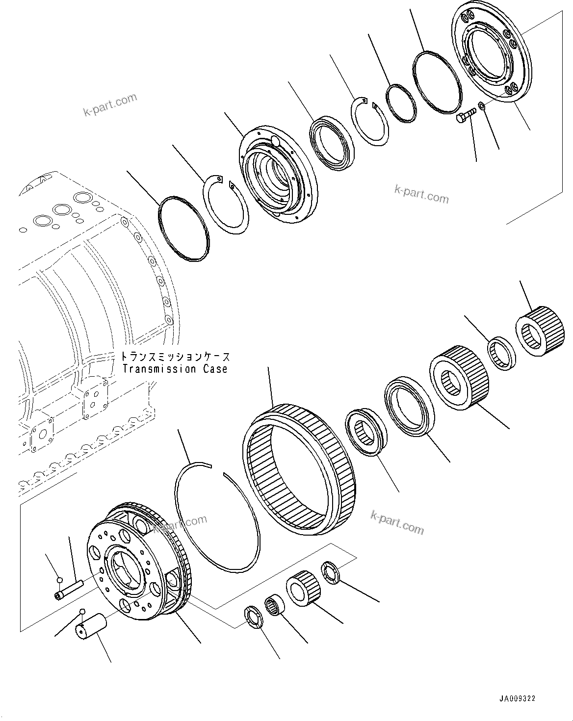 Komatsu parts book diagram for HD1500-7 S/N 80138-UP (-40 deg C) Chassis only: TORQUE CONVERTER AND TRANSMISSION, CASE (#80138-)