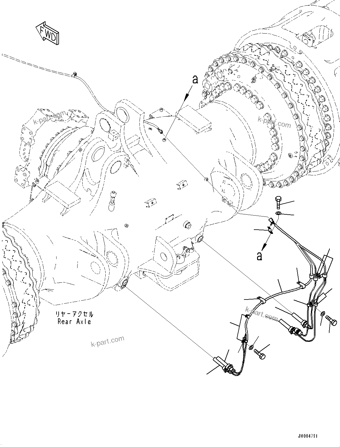 Komatsu parts book diagram for HD1500-7 S/N 80138-UP (-40 deg C) Chassis only: REAR AXLE HEATER,  (#80222-)