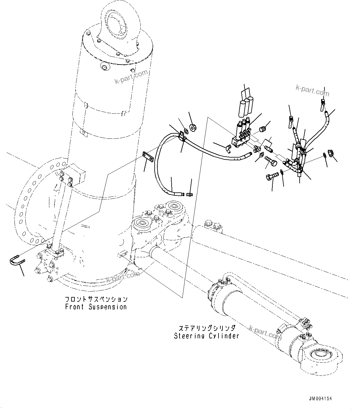 Komatsu parts book diagram for HD1500-7 S/N 80138-UP (-40 deg C) Chassis only: FRONT DRIVE AXLE, LUBRICATION PIPING, R.H. (#80138-)