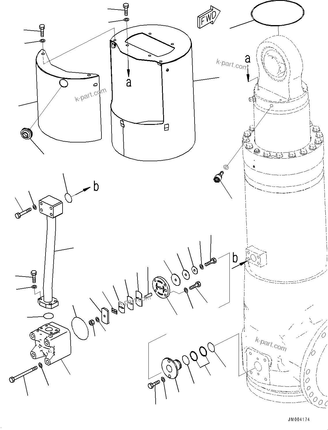 Komatsu parts book diagram for HD1500-7 S/N 80138-UP (-40 deg C) Chassis only: FRONT DRIVE AXLE, SUSPENSION, R.H. (2/2) (#80138-)