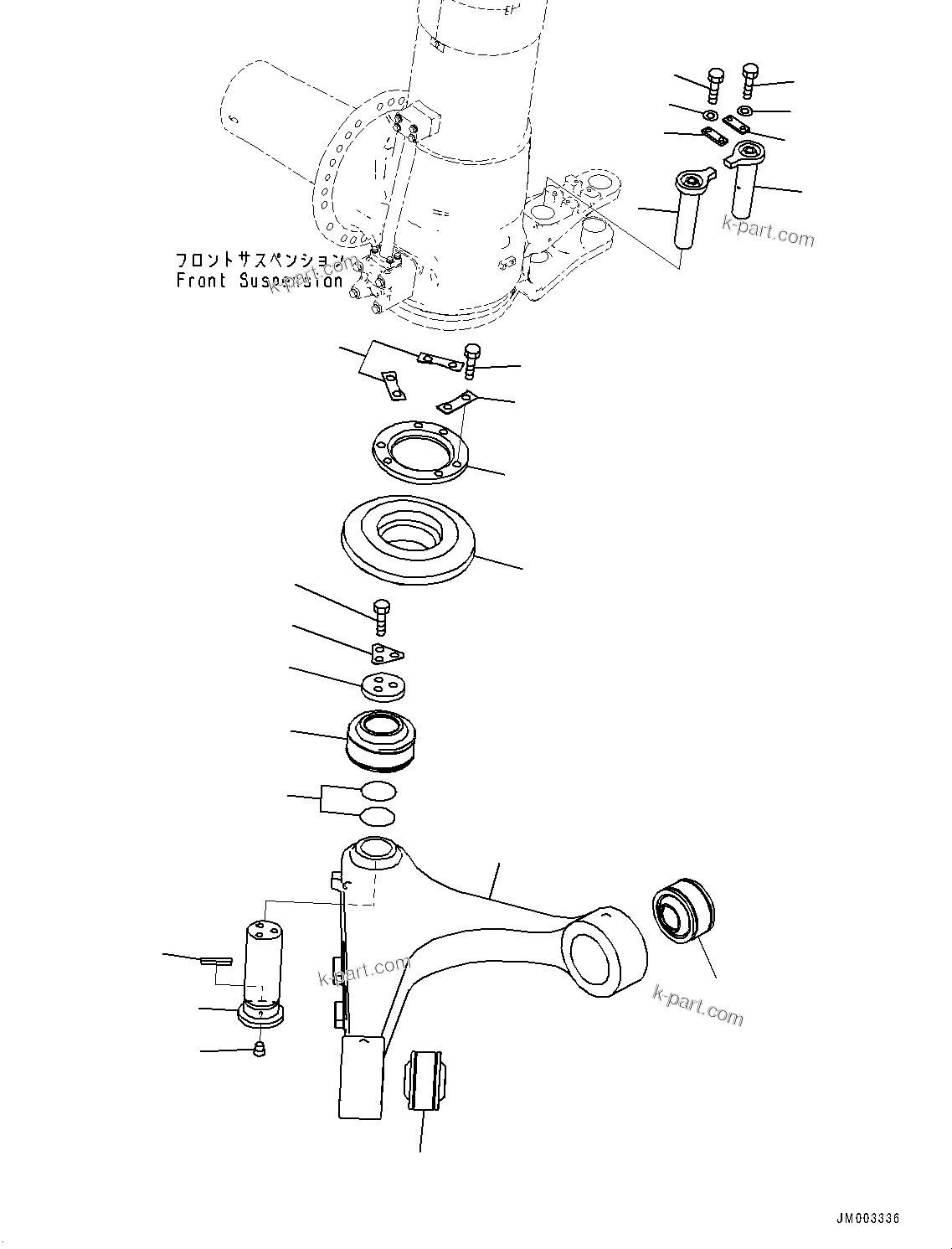 Komatsu parts book diagram for HD1500-7 S/N 80138-UP (-40 deg C) Chassis only: FRONT DRIVE AXLE, MOUNTING, R.H. (#80138-)