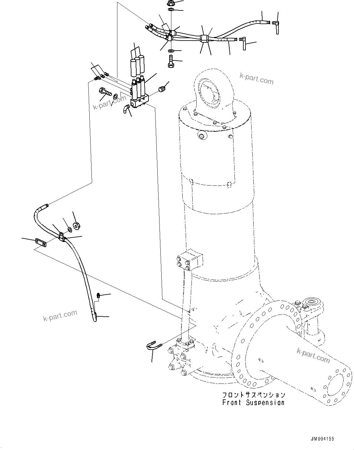 Komatsu parts book diagram for HD1500-7 S/N 80138-UP (-40 deg C) Chassis only: FRONT DRIVE AXLE, LUBRICATION PIPING, L.H. (#80138-)