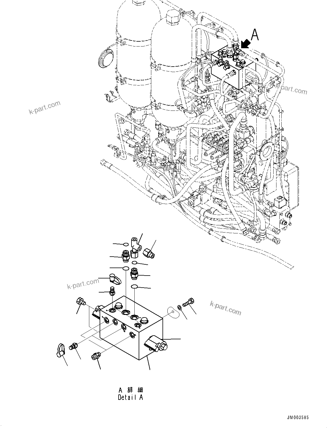 Komatsu parts book diagram for HD1500-7 S/N 80138-UP (-40 deg C) Chassis only: HYDRAULIC CABINET, REAR PPC MANIFOLD (#80138-)