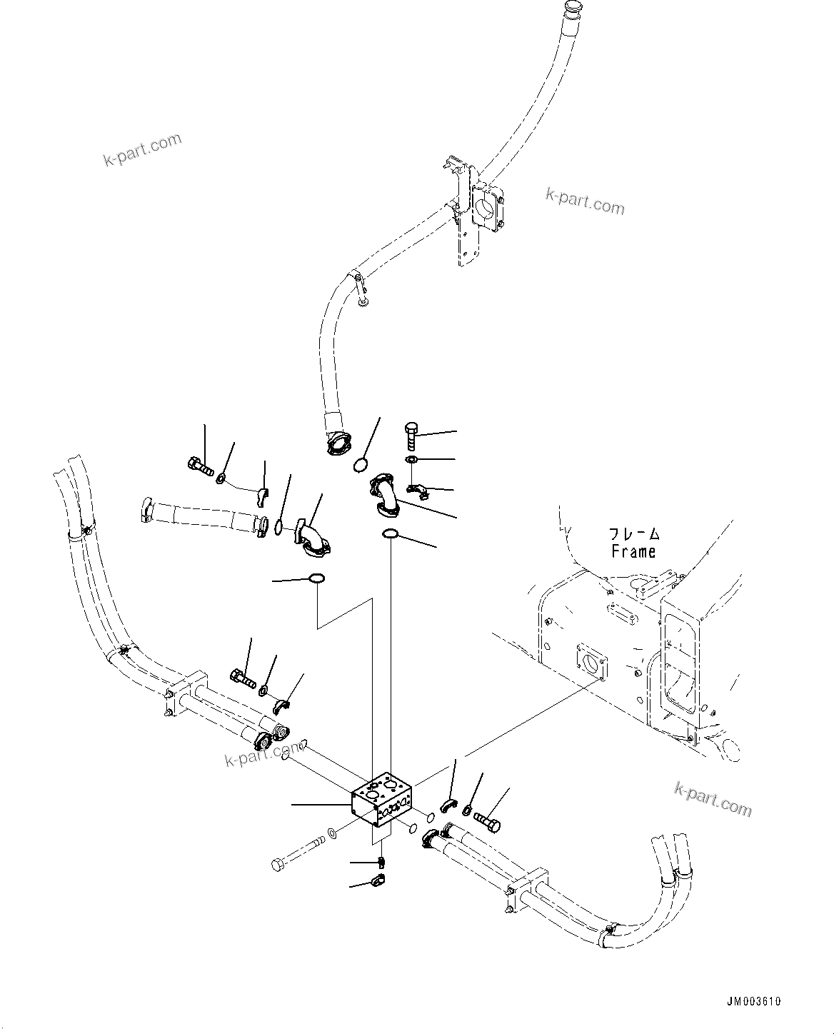 Komatsu parts book diagram for HD1500-7 S/N 80138-UP (-40 deg C) Chassis only: BRAKE OIL COOLING PIPING, MANIFOLD (#80138-)