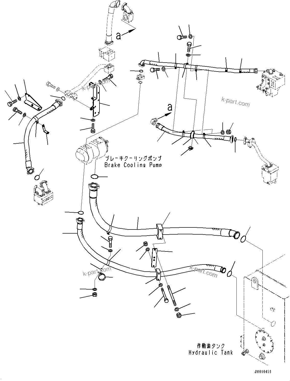 Komatsu parts book diagram for HD1500-7 S/N 80138-UP (-40 deg C) Chassis only: BRAKE OIL COOLING PIPING, REAR AXLE PIPING (#80138-)